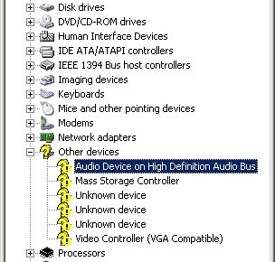 windows xp device manager gul nyans utropstecken